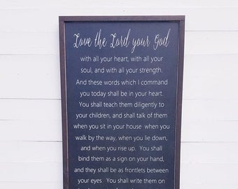 Christian Sign / Love the Lord / Scripture Sign  /Inspirational Sign / Bible Verse Wall Decor / Christian Wall Decor / Deuteronomy 6