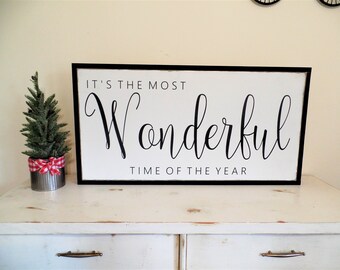 It's the Most Wonderful Time of the Year / Wood Sign / Wooden Christmas Sign / Holiday Wood Sign / Mantle sign /  Christmas Plaque