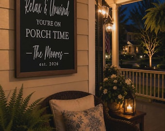 Porch Sign: Personalize with Name and Established Year- Custom Deck Wall Art- Patio Sign