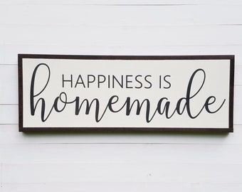 Happiness is Homemade Sign - Inspirational Kitchen Wall Decor
