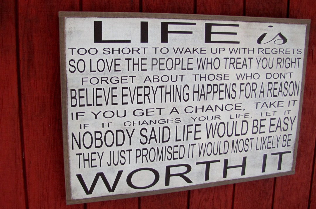 Inspirational Wooden Sign / Life is Too Short Large Wood Sign - Etsy