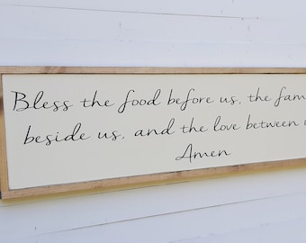 Inspirational Signs / Bless the food Wall Art / Christian wall decor / Scripture Wood Sign / Kitchen Sign / Dining room Wall Sign