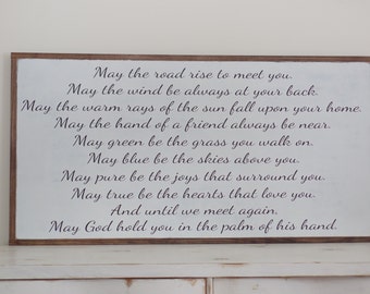 May the Road Rise to Meet You Wood Sign Irish Blessing Wooden Sign Inspirational Wall Art Large Framed Wooden Sign Wedding Gift Anniversary