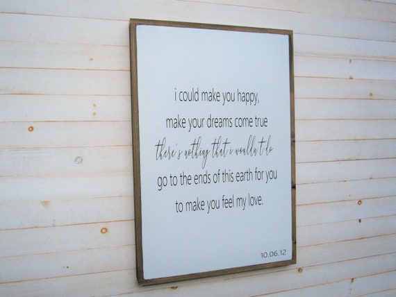 To Make You Feel My Love Lyrics Wood Sign Adele Garth Etsy