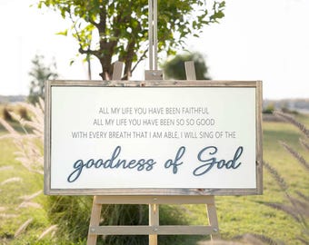 Goodness of God Lyrics Wood Sign | Christian Wall Art | Worship Song Decor | Rustic Faith Home Gift