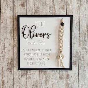 Personalized Wedding Unity Sign: Cord of Three Strands, Christian Decor