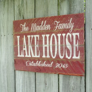 Personalized Lake House Wood Sign /  Established Wooden Sign / Pallet Rustic Word Art / Christmas Gift / Lakehouse