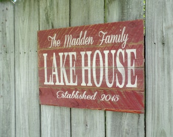 Personalized Lake House Wood Sign /  Established Wooden Sign / Pallet Rustic Word Art / Christmas Gift / Lakehouse