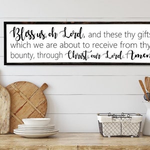 Bless Us Oh Lord Wood Sign: Catholic Prayer, Farmhouse Wall Art