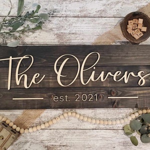Letrero de madera personalizado con apellido: Arte mural 3D con nombre familiar