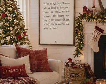 Twas the Night Before Christmas / Wood Christmas Sign / Holiday Wall Decor / Holiday Wall Art / Christmas Sign / Farmhouse Christmas