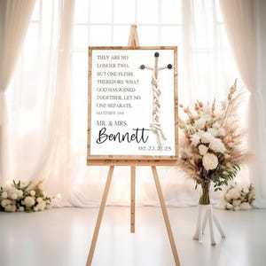 A Cord of Three Strands Sign/ Wedding Welcome Sign/Unity Sign/ Wedding Sign/Wedding Gift/ Wedding Decor/ Matthew 19:6/They are no longer two