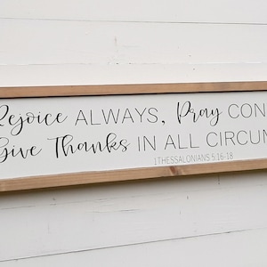 Christian Sign / Rejoice Always Sign / Wood Sign / Bible Verse / Over the Door / Framed Sign / Scripture Wall Decor / Philippians Sign