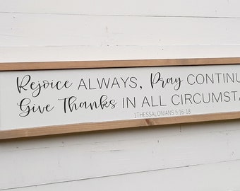 Christian Sign / Rejoice Always Sign / Wood Sign / Bible Verse / Over the Door / Framed Sign / Scripture Wall Decor / Philippians Sign