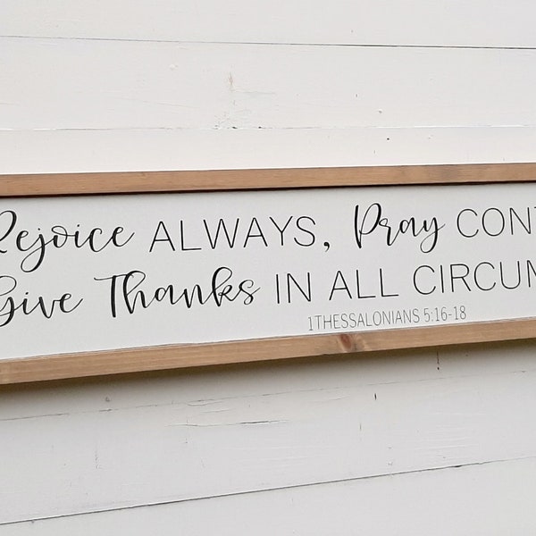 Rejoice Always Sign: Framed Christian Scripture Wall Decor
