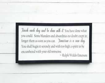 Ralph Waldo Emerson Sign / Inspirational Sign / Signs for Home / Entryway Sign / Living Room Wall Decor / Motivational Sign