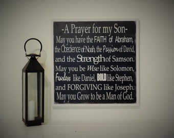 Handmade Prayer for My Son Sign: Inspirational Boy's Room Decor