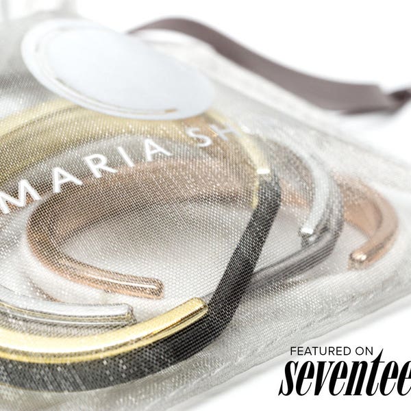 SEVENTEEN MAGAZINE FEATURED Hair Tie Bracelet, Hair Tie Bangle, Plastic Hair Tie Bracelet Holder with Metallic Finish