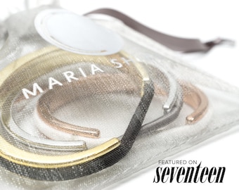 SEVENTEEN MAGAZINE FEATURED Hair Tie Bracelet, Hair Tie Bangle, Plastic Hair Tie Bracelet Holder with Metallic Finish