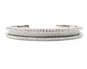 Silver Elegance Hair Tie Bracelet Holder, Swarovski Crystal Stainless Steel