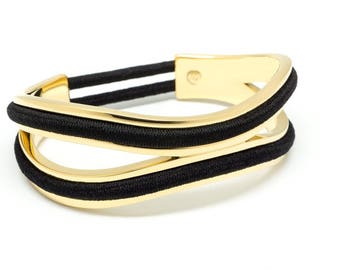 Dual Channel Hair Tie Bracelet, Stainless Steel, Silver, Gold, Rose Gold