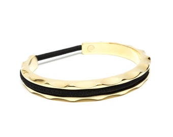 Gold Hair Tie Bracelet Bangle Cuff, Stainless Steel