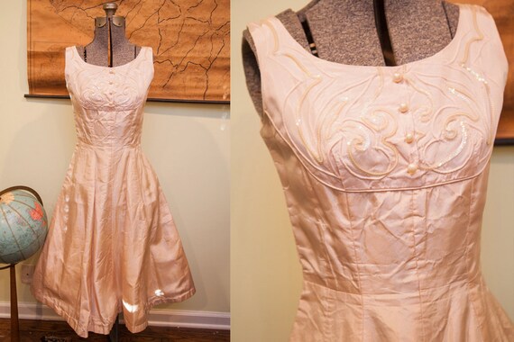 Vintage 40s / 50s Carole King Pink Taffeta Party … - image 1