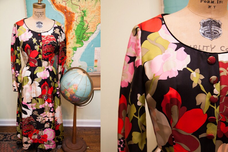 Vintage 1960s Saks Fifth Avenue Floral Dress // Size 4 6 image 1