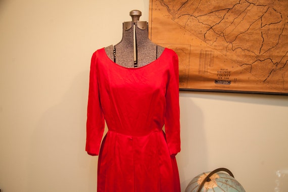 Vintage 60s Red Satin Dress // Formal Occasion //… - image 3