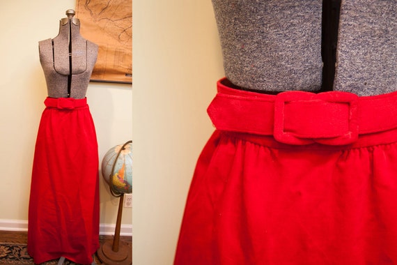Vintage 60s Mod Nelly de Grab Red Velvet Maxi Skir