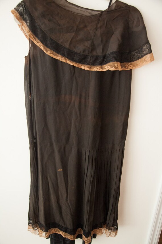 Vintage 1920s Sheer Day Dress // Rayon or Silk wi… - image 5