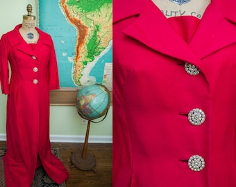 SALE Vintage 60s Hot Pink Dress Coat Fancy Two Piece Suit