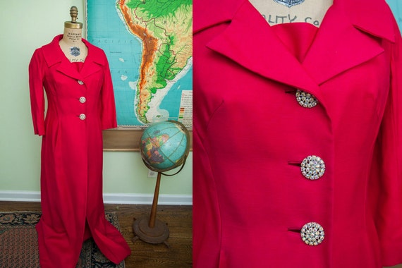 SALE Vintage 60s Hot Pink Dress Coat Fancy Two Pi… - image 1