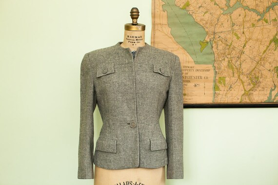 Vintage 40s Gray Wool Ladies Jacket Small / Medium