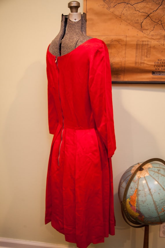 Vintage 60s Red Satin Dress // Formal Occasion //… - image 4