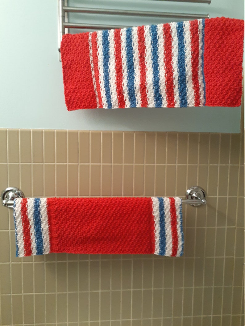 Handknitted Cotton Hand Towels, Guest Towels, Kitchen Towels, Knit