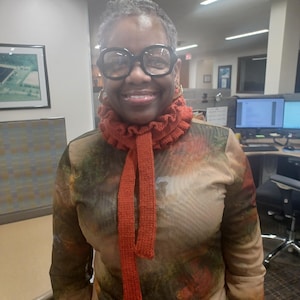 Hand Knit Ruffle Scarf/ Elegant Jabot Style Scarf/Elegant Women's Scarf