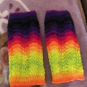 Multi colored hand-knitted women leg warmers