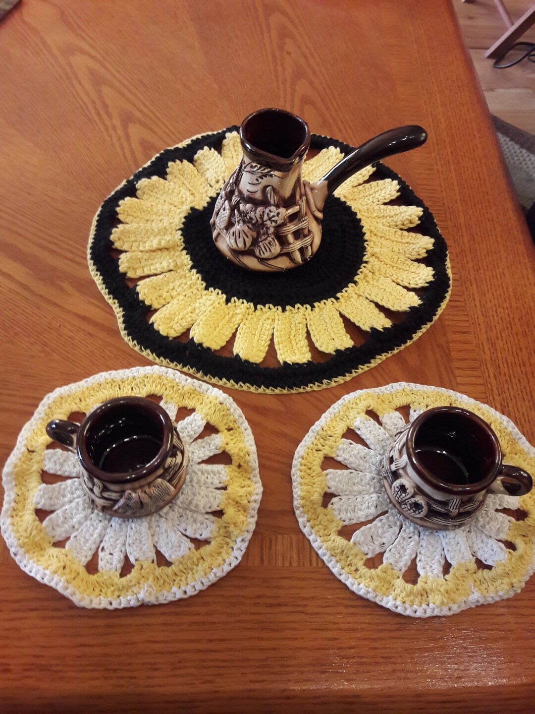 Crochet Kitchen Decor Setnatural Decor Etsy