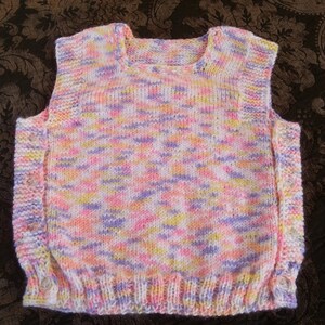 Hand-knitted multi-color  girls vest