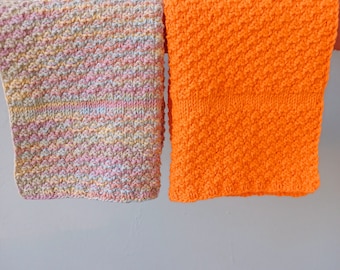 Hand-knitted cotton hand towels, guest towels, kitchen towels, knit hand towel.