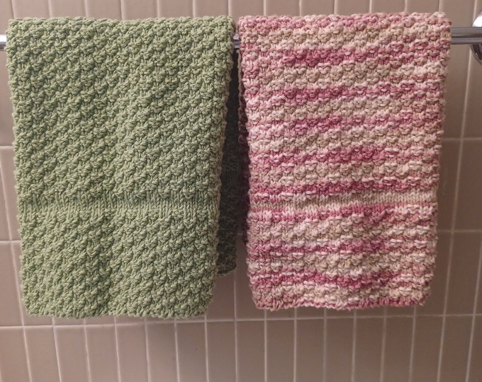 Knit Cotton Hand Towels Guest Towels Kitchen Towels Knit Etsy