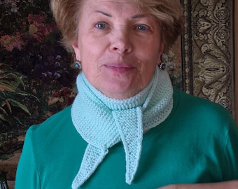 Hand Knit Sophie Scarf, Small Knitted Scarf, Mini-shawl, Knitted Neck Scarf, Small Skinny Neckerchief