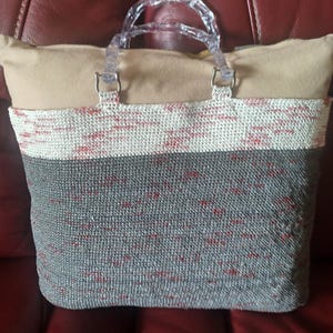 Eco friendly Shopping Bag/Market Bag or Beach Tote/Handmade crochet tote/Reusable Grocery Bag/Plarn tote