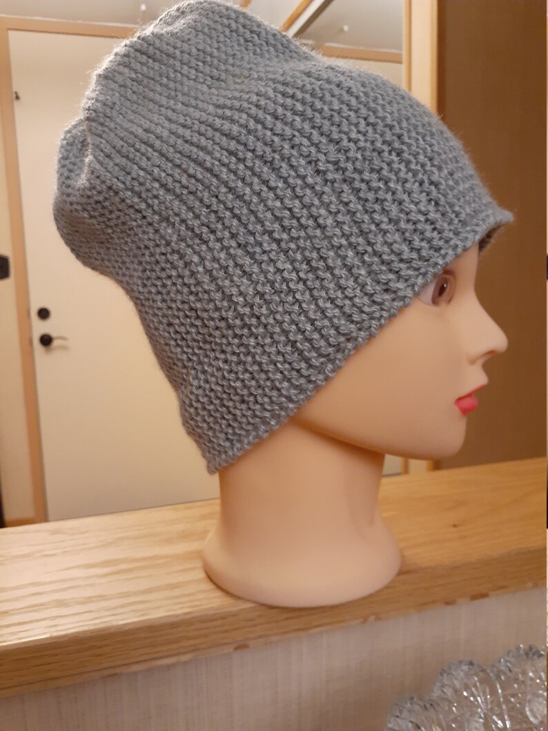 Gray winter Hat Slouchy Women Beanie Handmade Knitted Hat for Women image 3