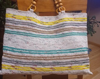 Recycled Plastic Beach Tote Bag – Eco Friendly Handmade Tote, Sustainable Waterproof Summer Bag