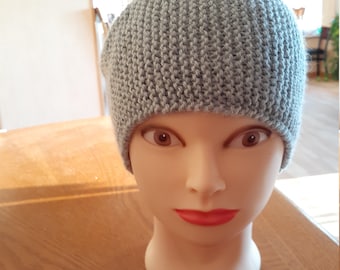 Gray winter Hat; Slouchy Women Beanie; Handmade Knitted Hat for Women