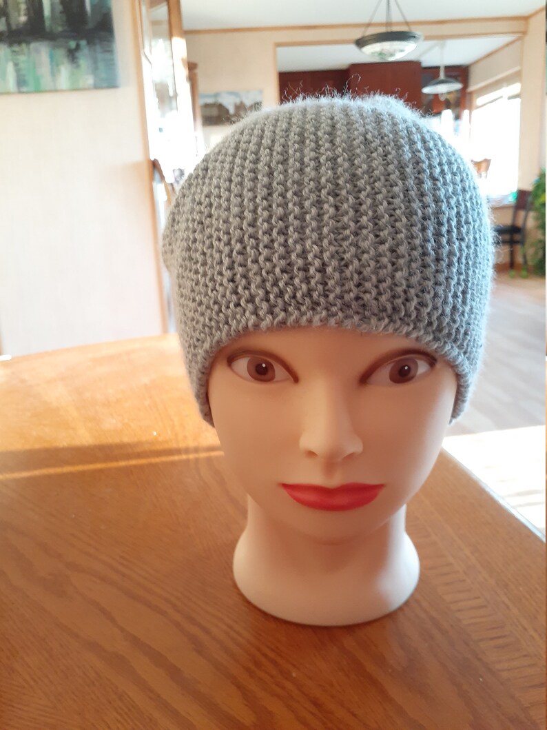 Gray winter Hat Slouchy Women Beanie Handmade Knitted Hat for Women image 1