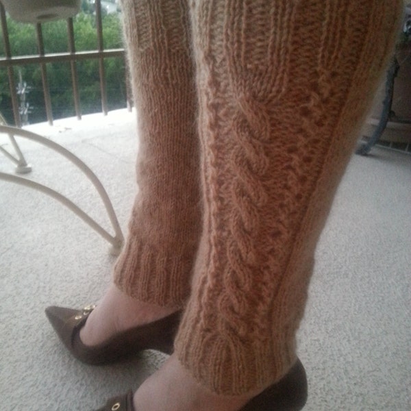 Hand-knitted women wool leg warmers