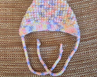 Newborn bonnet/handknit hat/baby photo shoot hat/baby bonnet